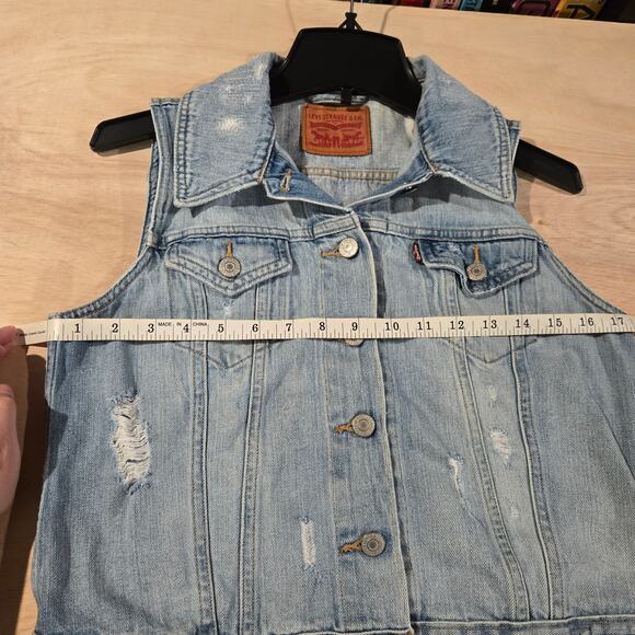 Levi's XX distressed denim vest sz M - Picture 5 of 10